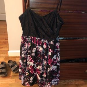 Spaghetti straps cute black and purple dress
